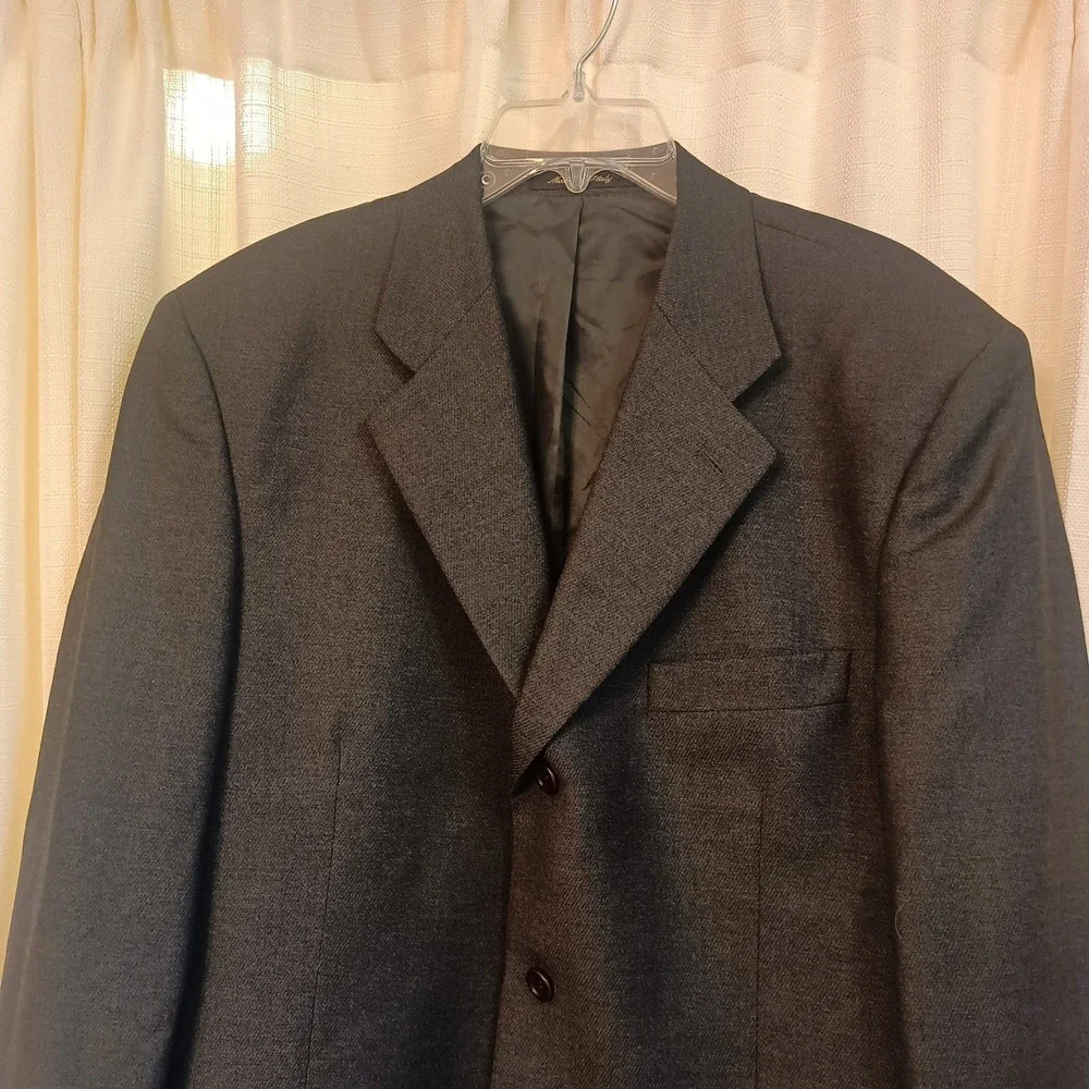 Pavone Reda Men's 40R Charcoal Gray‎ 100% Wool Serge Twill Blazer Made In Italy